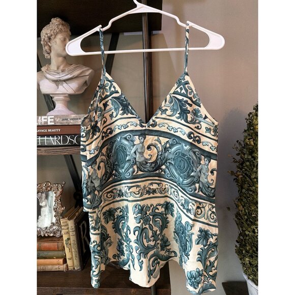 Adriana Degreas Hera Linen Silk Blouse with Straps Blue Womens Size Small - Picture 5 of 9